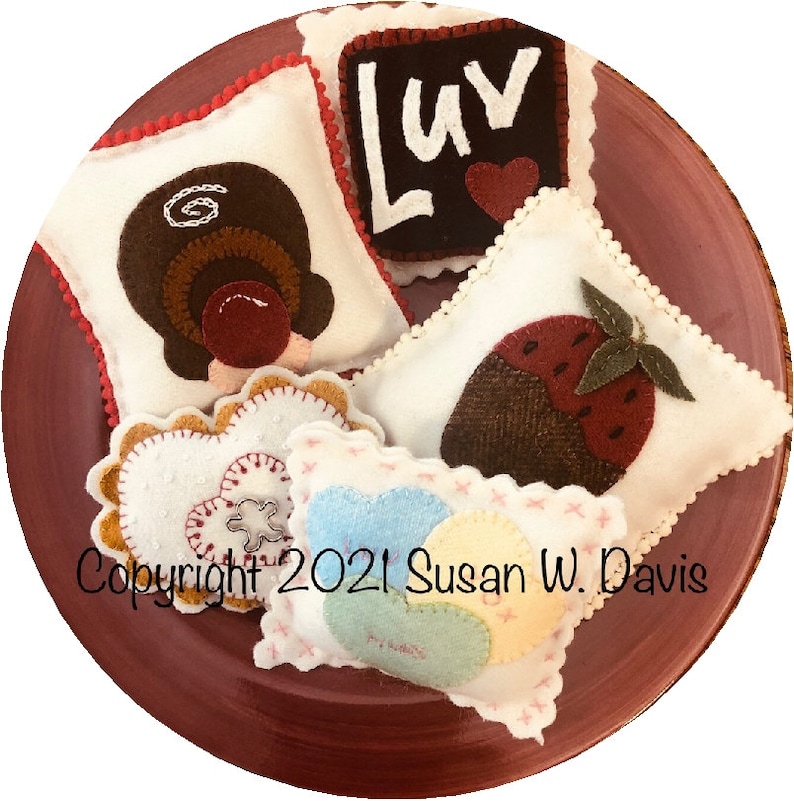 Ornaments Digital Download Bowl Fillers Valentine Motifs Heartfelt Stitching Wool Applique Pincushions Punch Needle