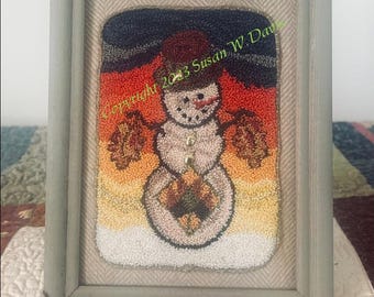 Autumn Snowman, Punch Needle Art, Designer Susan W. Davis, First published in , Punch Needle, and Primitive Stitcher magazine.