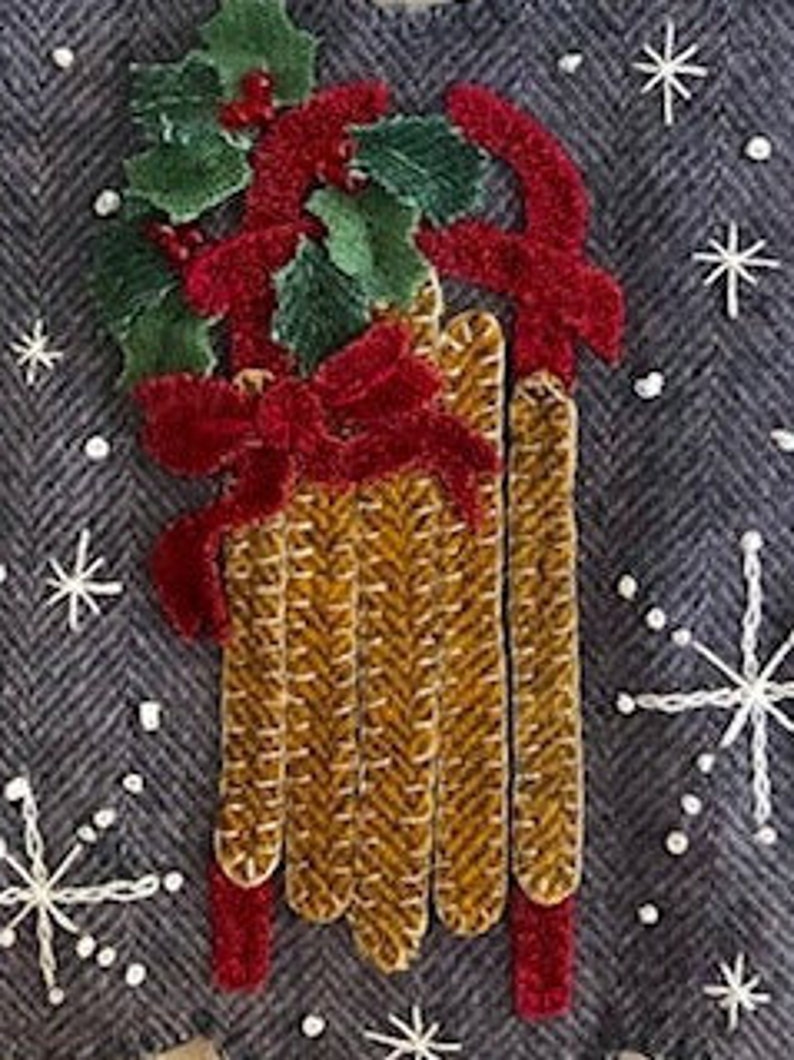My Red Sled, Wool Applique, Door Knob Hanger DH212 Etsy