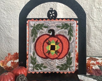 Pumpkin Quilt Block, Punch Needle Art, Paper Pattern
