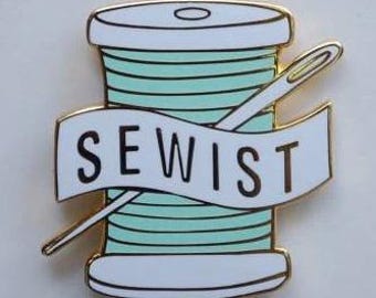 Keepsake Pin, Sewist, Enamel Pin, Aqua Color