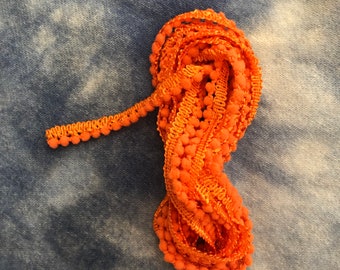 Mini Pom Poms, Orange, 3/8 inch, 3 yard cuts