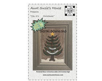 Yes, It Is Christmas, Punch Needle, Digital Download, Hostess Gift, Framed or pillow