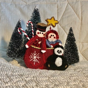 Tiny Treasures, Punch Needle Art, first published in 2022 Christmas- Winter, Punch Needle, and, Primitive Stitcher Magazine
