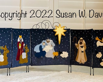 Christmas is coming , the First Christmas,  Christmas Nativity, Wool Applique, Mini Quilts or Table Runner,