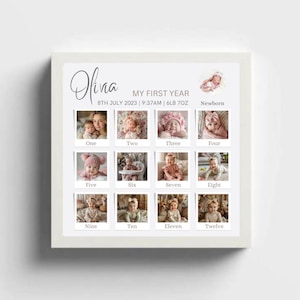My First Year Photo Frame | Baby First Year Frame | 12 Months Photo Collage | Personalised First Birthday Gift | Baby Milestone Keepsake