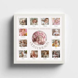 My First Year Photo Frame | Baby First Year Frame | 12 Months Photo Collage | Personalised First Birthday Gift | Baby Milestone Keepsake