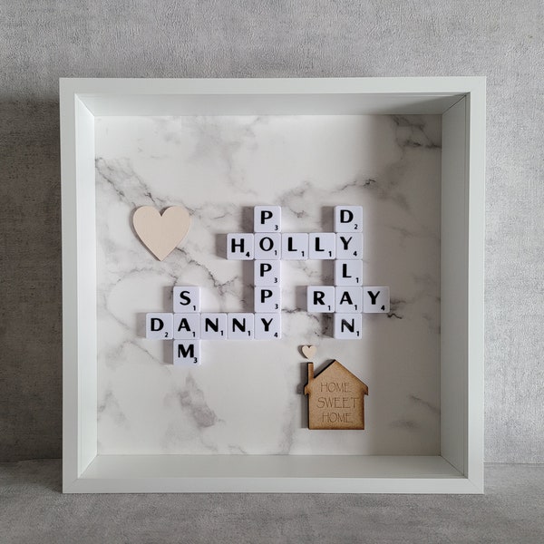 Any Occasion - Scrabble Picture 3D Box Frame Family Tree New Home Friends Love Couples Valentine Engaged Engagement Wedding Anniversary Baby