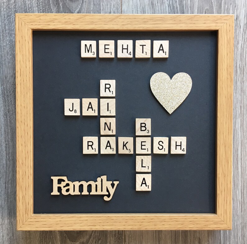 10x10 White Black Wooden Frame Plastic Scrabble Art Image 0