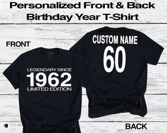 60th Birthday T-Shirt | Legendary Since 1962 Limited Edition | Custom Name & Year | Fun Sixties Personalized Gift Tee for Mens Womens Ladies