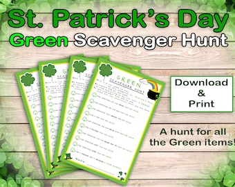 Búsqueda del tesoro del Día de San Patricio, Descargar PDF e imprimir / Búsqueda del tesoro Día de San Patricio para niños, Actividad de búsqueda de duendes para niños, Juego de fiesta