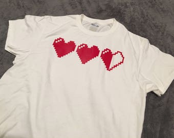 8-bit Heart Life Meter T-Shirt! ((100% Cotton tee with permanent high quality vinyl lettering))