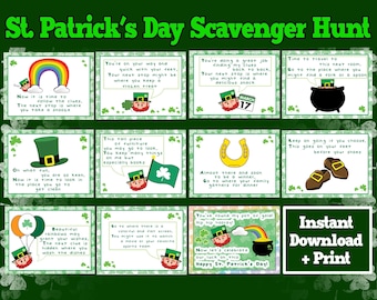 Búsqueda del tesoro de duendes, Búsqueda del tesoro del Día de San Patricio para niños / Descargar e imprimir / Búsqueda del tesoro de la olla de oro, Actividad para niños de juegos de fiesta