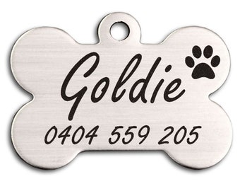 Personalized Pet Tag, Custom Steel Bone Dog Tag, Dog Collar Tag, Dog ID Tag, Dog Name Tag Dog Lover Gift Personalised Laser Engraved Pet Tag