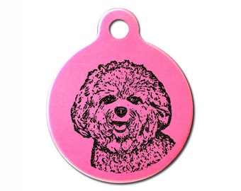 Bichon Frise Dog Personalised Laser Engraved Pet Dog ID Tag 31mm Round & Free Slip Ring <TAG_ANO_CIRC_L_BICHON>