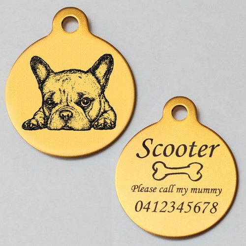 French Bulldog Puppy Personalised Engraved Aluminium Pet Dog Etsy