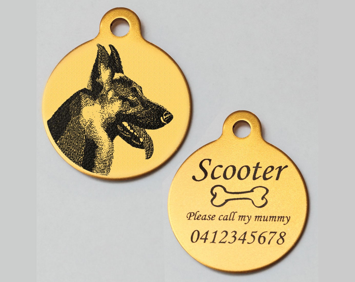 German Shepherd Personalised Engraved Aluminium Pet Dog ID Tag Etsy UK