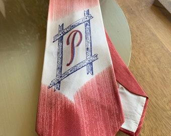 1930s-1940s Vintage Hand-Painted Letter "P" Western Ranch Swing Tie