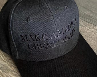 MAGA Hat: Embroidered Black on Black, Adjustable Cap