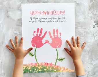 Happy Mothers Day Gift Ideas, Handprint Mothers Day Card, Printable Handprint Craft, Handprint Art Craft, Handprint for Mom or Grandma