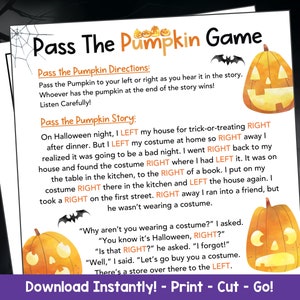 Pass the Pumpkin Game Halloween Printable Left Right Game - Etsy