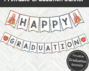 Printable Graduation Banner, Preschool Graduation Decorations, Kindergarten Graduation Party, Happy Graduation Decor, 2025 Grad Party
