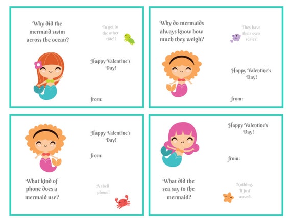 Printable Mermaid Valentine Card With Jokes Funny Mermaid Cards For Girls Kids Digital Valentine Cards Instant Download Pdf V Day Printable Mermaid Valentine Card With Jokes Funny Mermaid Cards For Girls Kids Digital Valentine Cards Instant Download Pdf V Day