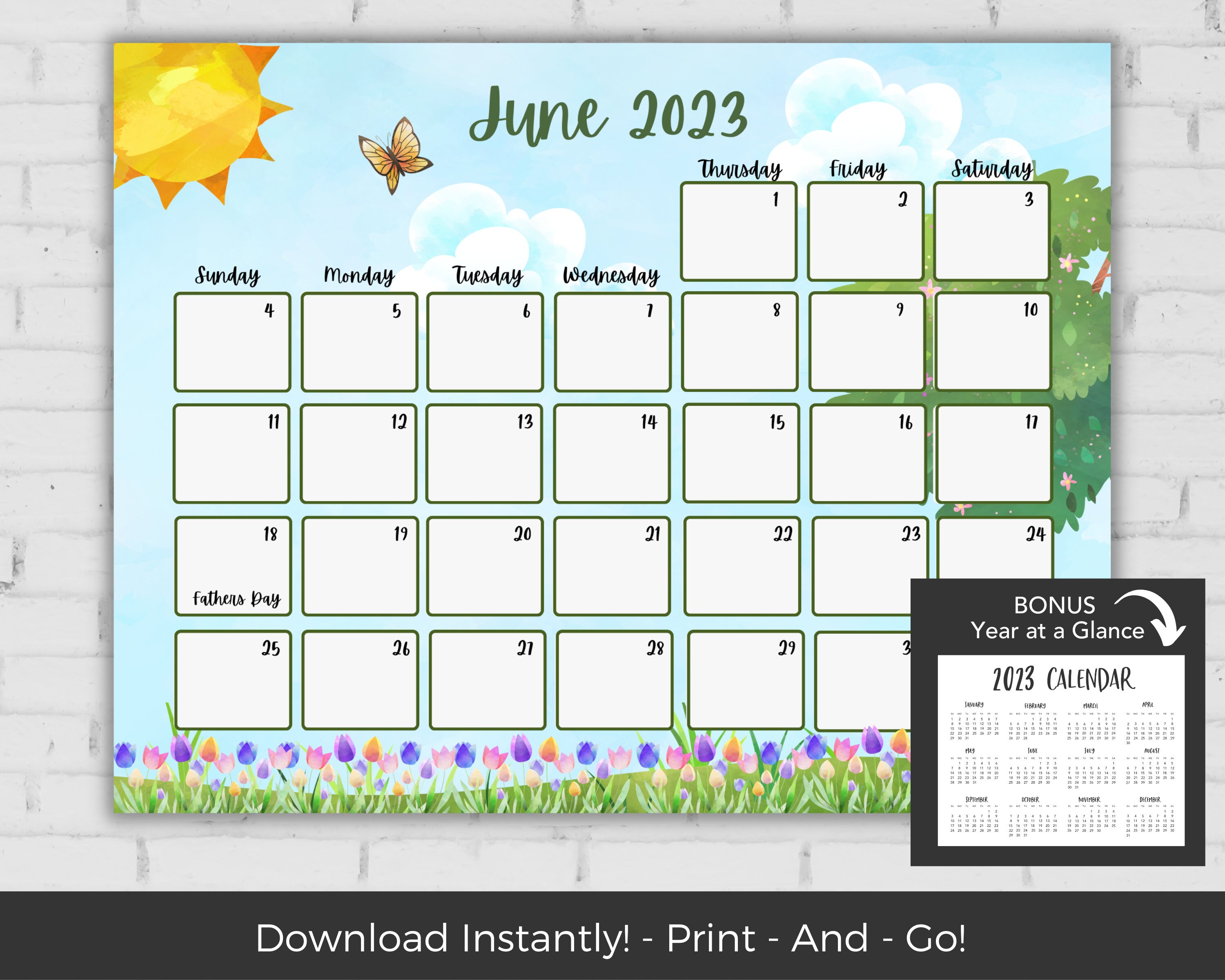 June Calendar - Etsy