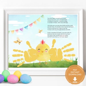 Easter Handprint Craft for Kids Easter Printable Handprint Art, Toddler Kid or Preschool Activities, Babys First Easter Craft Baby Chick