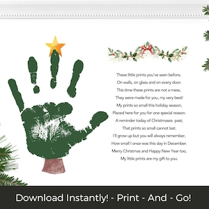 Christmas Tree Handprint Kids Christmas Craft, Baby's First Christmas, Toddler Christmas Keepsake, Baby Handprint Printable Christmas Card