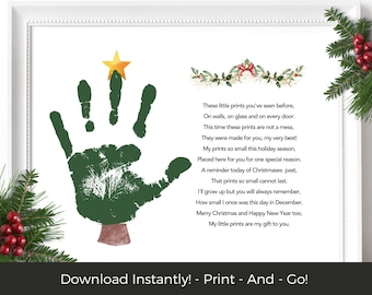 Christmas Tree Handprint Kids Christmas Craft, Baby's First Christmas, Toddler Christmas Keepsake, Baby Handprint Printable Christmas Card