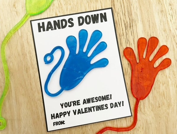 Sticky Hands Printable Valentine Cards for Kids, Kids Valentines Cards  Instant Download, Non Candy Classroom Valentines, Valentine Card Kids 