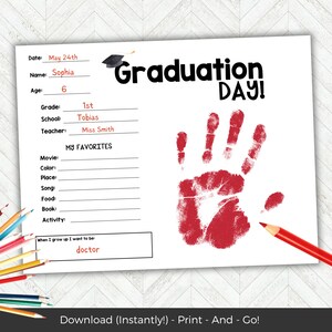 Last Day of School Craft Printable Keepsake, End of School Year Questionnaire, Year in Review Interview, Handprint Art, Graduation Day