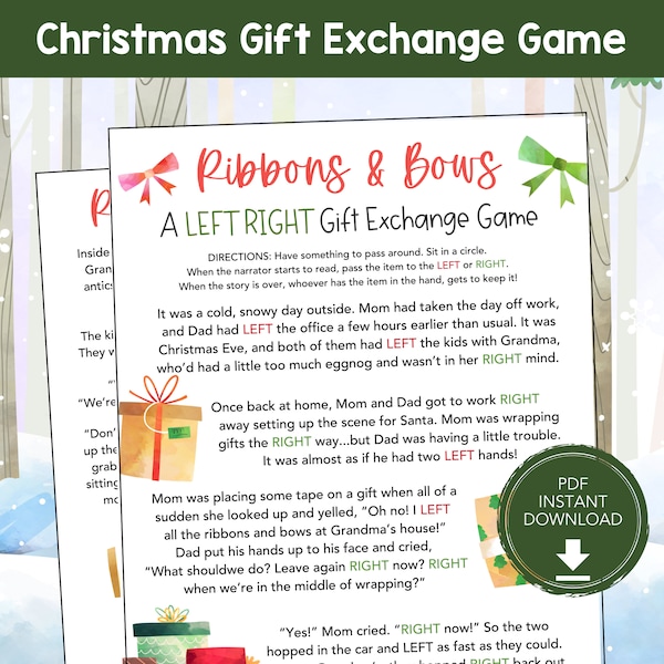 Santa Switch Christmas Party Games, White Elephant Gift Exchange, Printable Christmas Games for Families Parties, Christmas Activity Ideas