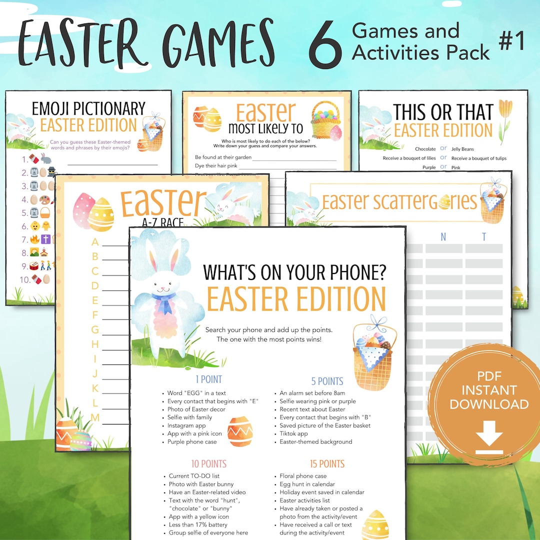 Easter Game Bundle, Easter Printable Game for Kids Family Office ...