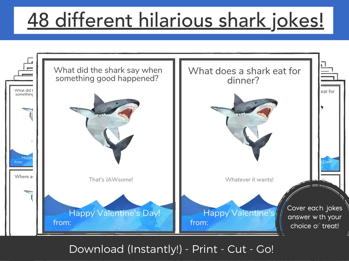 Shark Valentine Card Instant Download Funny Printable - Etsy