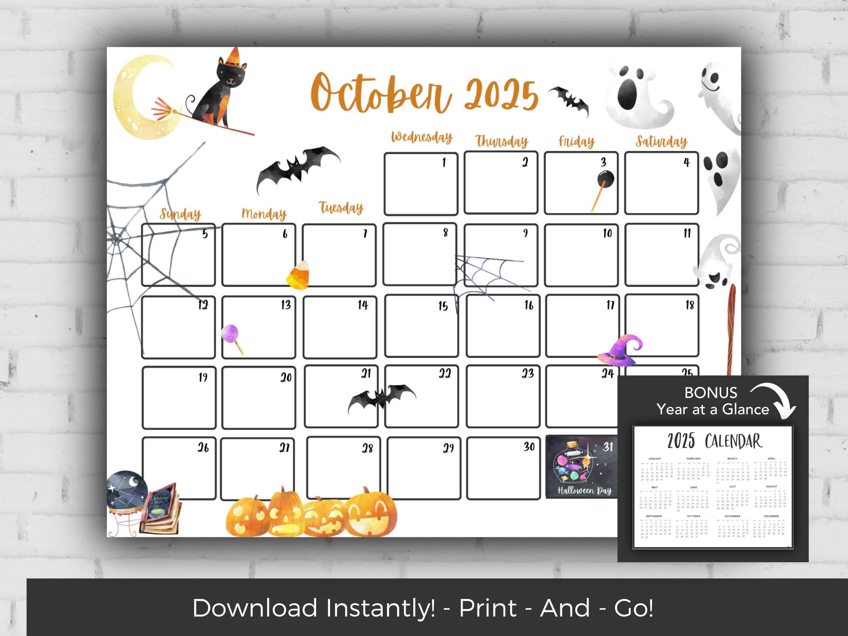Oct Calendar Pdf - Etsy, image size:2700x2025
