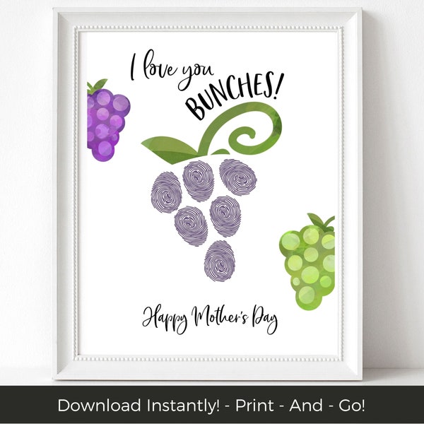 Unique Mothers Day Gift Fingerprint Art Template, Kids Thumbprint Art, Preschool Printable Handprint Art Craft, Fingerprint Craft for Kids