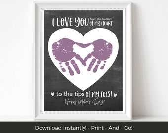 Happy Mothers Day Gift Ideas, Handprint Mothers Day Card, Printable Handprint Craft, Handprint Art Craft, Handprint for Mom or Grandma