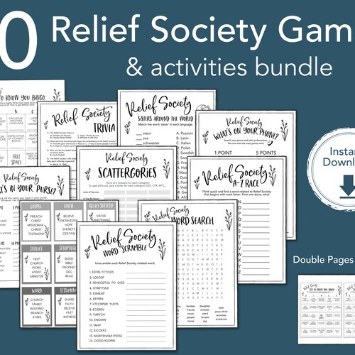RELIEF SOCIETY Activity Game Bundle Activity Printable Get Etsy