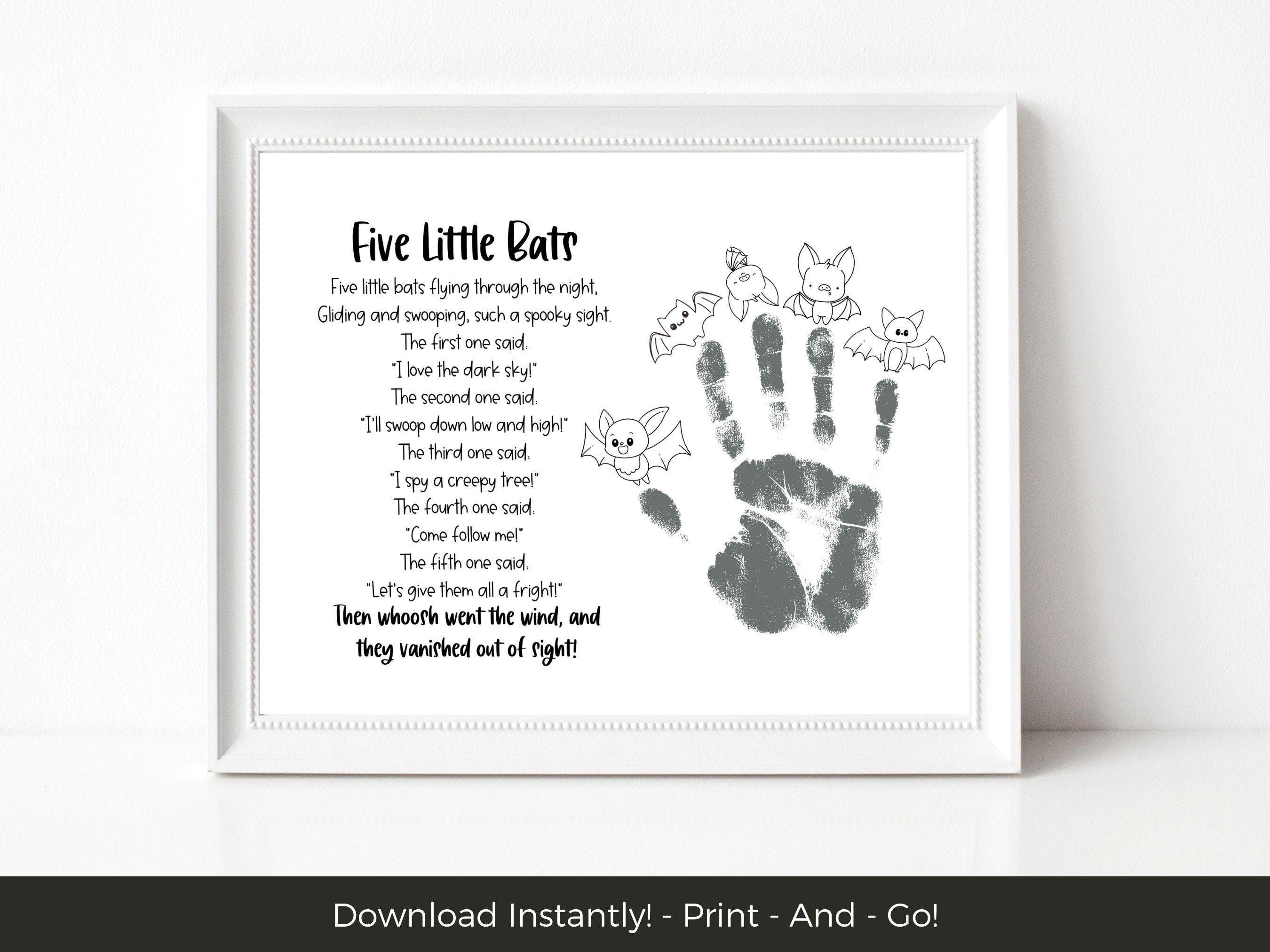 Five Little Bats Handprint Craft Printable, Halloween Preschool Poem…