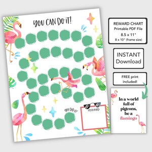 Flamingo Kids Reward Chart Printable, Potty Training Chart, Sticker Chart Printable, Reading Chart or Potty Chart, Toddler Reward Chart
