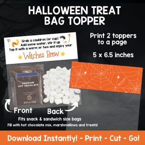 Printable Halloween Treat Bag Topper, Witches Brew Halloween Gift for Neighbor, Halloween Treats, Halloween Thank You Gift for Neighbors