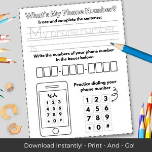 My Phone Number Worksheet, All About Me Template, Kindergarten Homeschool Classroom, Preschool Printable Writing Worksheet 1st 2nd 3rd Grade