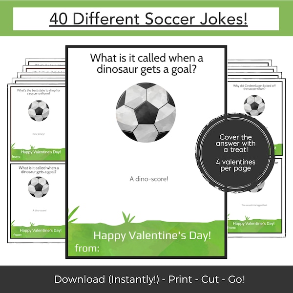 Soccer Printable Valentine Cards for Kids, Kids Valentines Cards Instant Download, Classroom Valentines, Funny Valentine Card Kids
