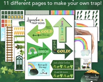 Leprechaun Trap Kit Printable, St Patricks Day Activities for Kids Classroom Office, Easy DIY Leprechaun Trap, St Pattys Day Craft Idea