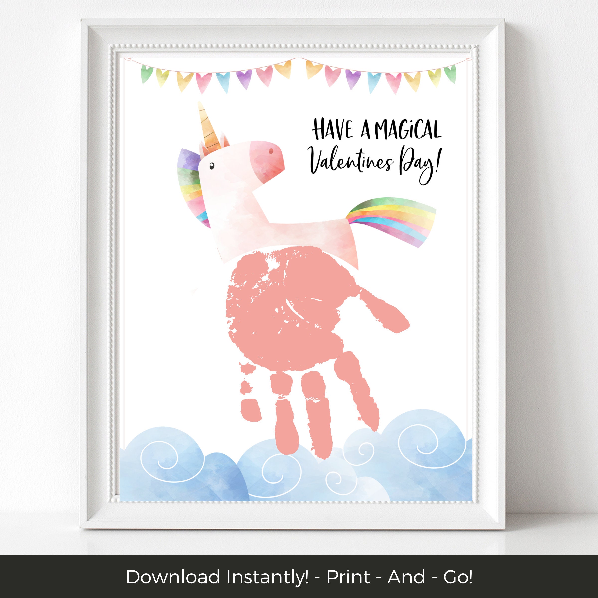Unicorn Printable Handprint Art, Valentine Handprint Craft for Kids,…