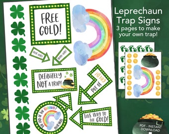 Leprechaun Trap Kit Printable, St Patricks Day Activities for Kids Classroom Office, Easy DIY Leprechaun Trap, St Pattys Day Craft Idea