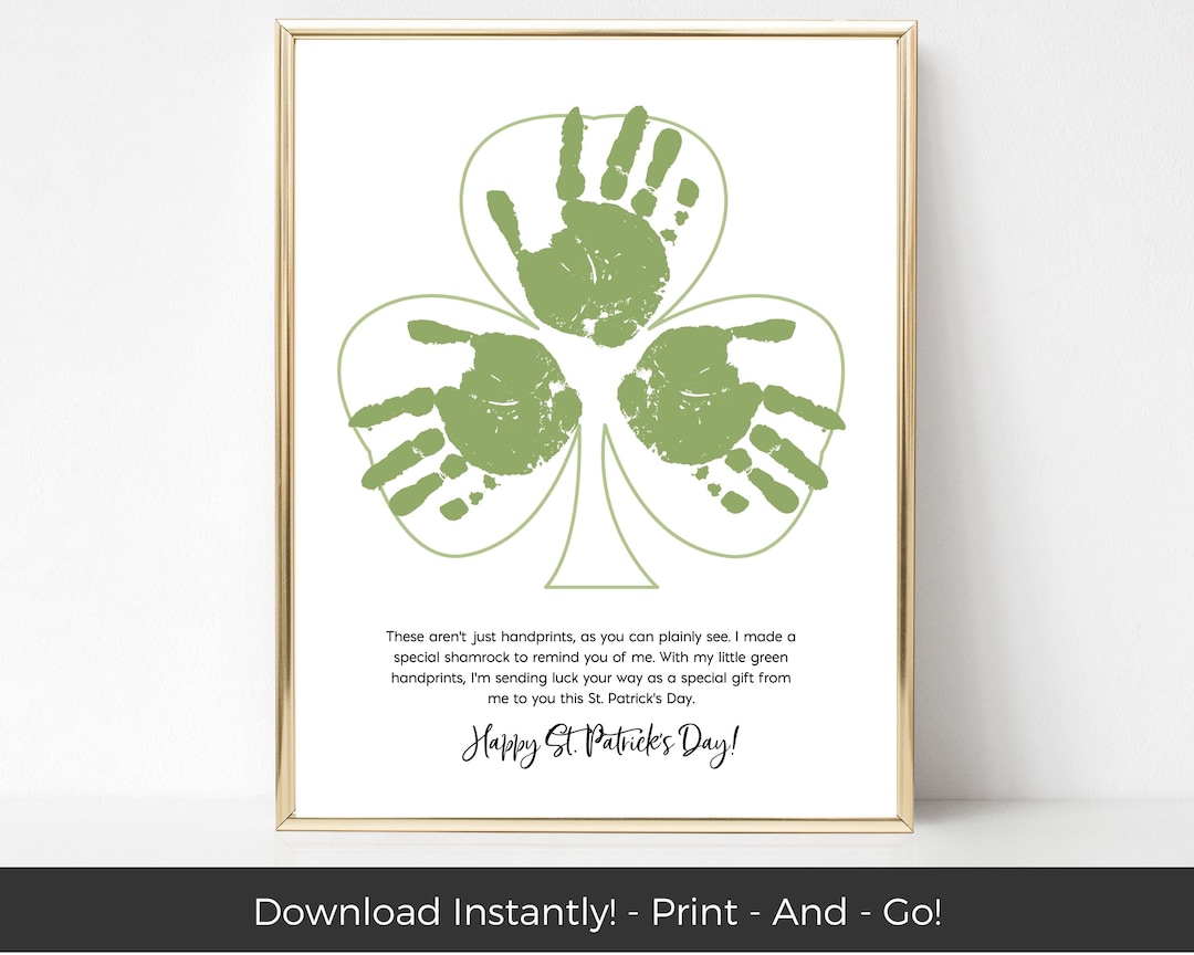 Printable St Patricks Day Craft Shamrock Handprint Crafts