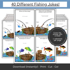 Tarjetas de San Valentín para niños con temática de pesca, tarjetas de San Valentín para niños con descarga instantánea, tarjetas de San Valentín para el aula, divertidas tarjetas de San Valentín para niños